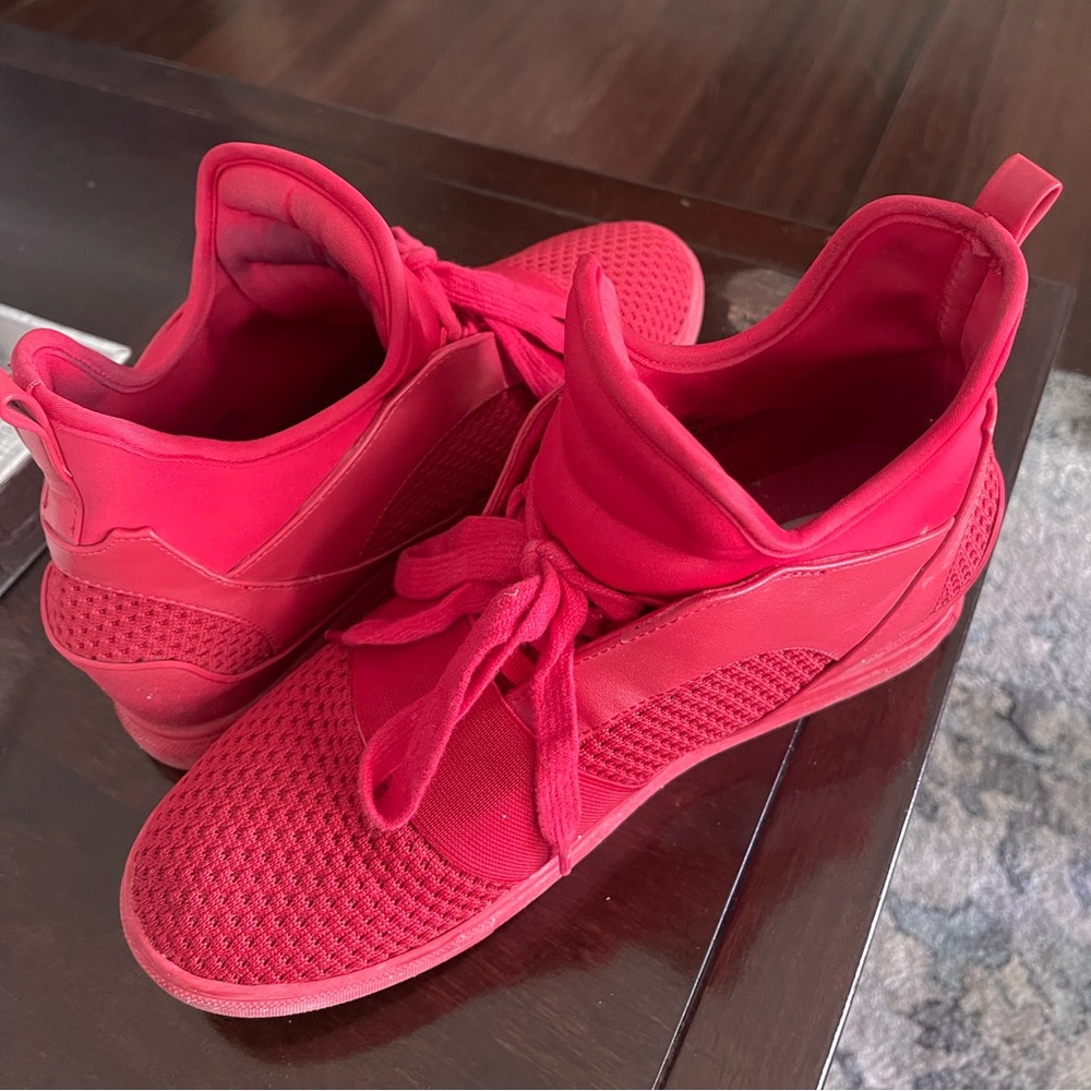 Red sneakers wedges